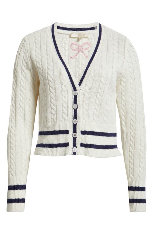 LoveShackFancy LoveShackFancy Evabella Crop Cotton & Linen Cable Cardigan