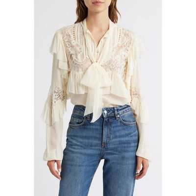 LoveShackFancy LoveShackFancy Farah Ruffle Detail Button-Up Shirt