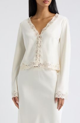 LoveShackFancy LoveShackFancy Fioretta Lace Trim Top