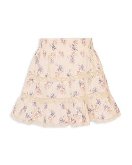 Loveshackfancy LoveShackFancy Girls' Bradie Tween Lace Trim Skirt