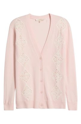 LoveShackFancy LoveShackFancy Ismeria Argyle Lace Trim Cardigan