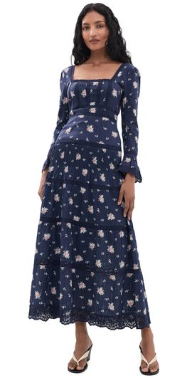 LoveShackFancy LoveShackFancy Ivelle Dress Inkwash