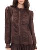 LoveShackFancy LoveShackFancy Jacque Silk Top Midnight Mocha - 1