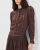 LoveShackFancy LoveShackFancy Jacque Silk Top Midnight Mocha - 2