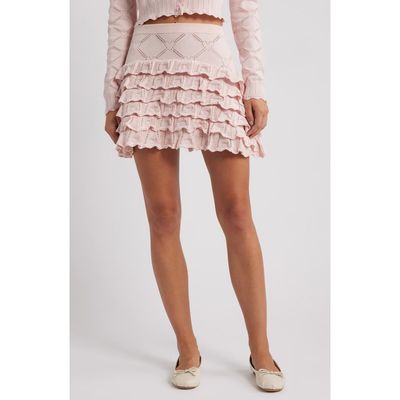 LoveShackFancy LoveShackFancy Kalliope Pointelle Ruffle Miniskirt