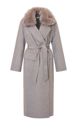 LoveShackFancy LoveShackFancy Katniss FurTrimmed Wool Trench Coat
