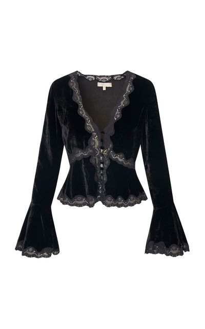 LoveShackFancy LoveShackFancy Kealah Crushed Velvet Top