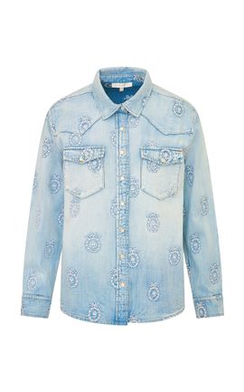 LoveShackFancy LoveShackFancy Kelith Embroidered Denim Top