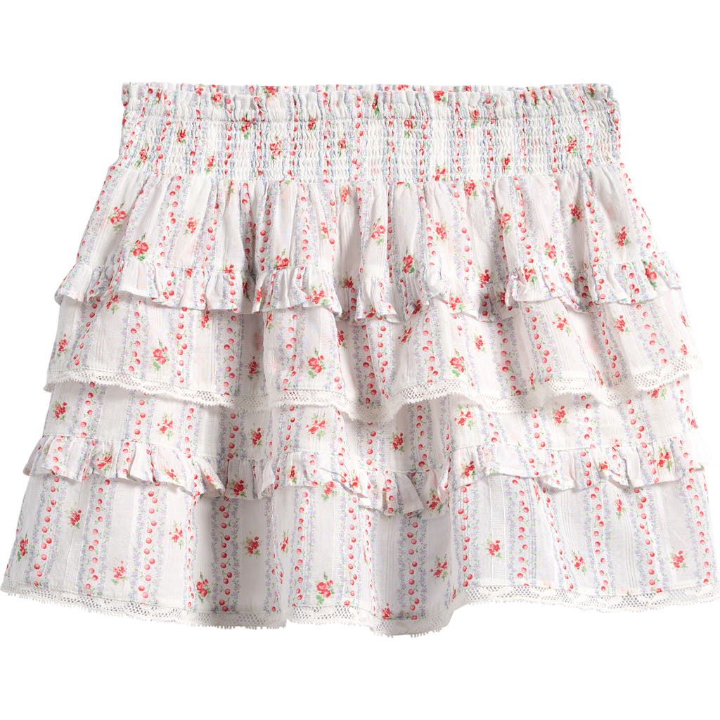 LoveShackFancy LoveShackFancy Kids' Billie Floral Border Print Tiered Miniskirt