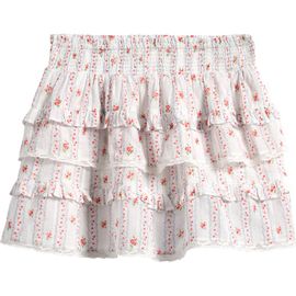 LoveShackFancy LoveShackFancy Kids' Billie Floral Border Print Tiered Miniskirt