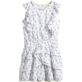 LoveShackFancy LoveShackFancy Kids' Decker Floral Ruffle Lace Trim Tiered Cotton Dress