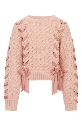 LoveShackFancy LoveShackFancy Kids' Minetta Ribbon Cable Sweater