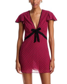 Loveshackfancy LoveShackFancy Klielle Ribbon Trim Mini Dress