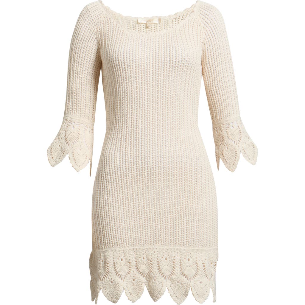 LoveShackFancy LoveShackFancy Krisella Open Mixed Stitch Cotton Sweater Minidress