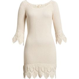 LoveShackFancy LoveShackFancy Krisella Open Mixed Stitch Cotton Sweater Minidress