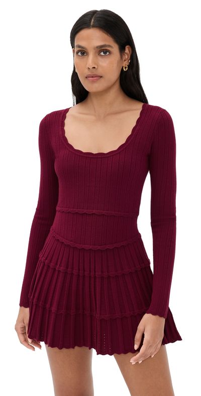 knit vacation dress Everlane Lace Knit Maxi Sweater Dress In Henna Red, Size XS, Cotton