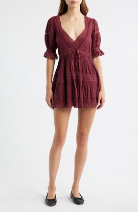 LoveShackFancy LoveShackFancy Lilias Lace Cotton Minidress