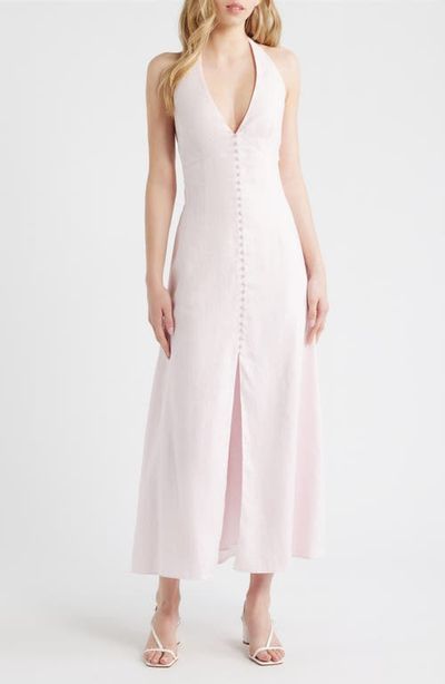 LoveShackFancy LoveShackFancy Lovis Halter Neck Linen Dress
