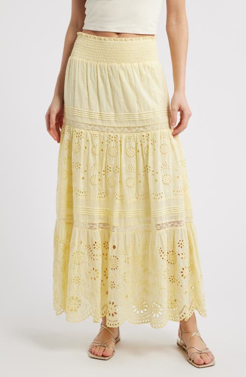 LoveShackFancy LoveShackFancy Miloti Smocked Waist Cotton Maxi Skirt