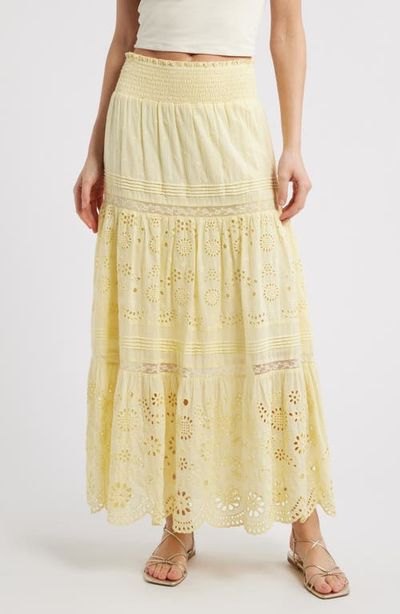 LoveShackFancy LoveShackFancy Miloti Smocked Waist Cotton Maxi Skirt