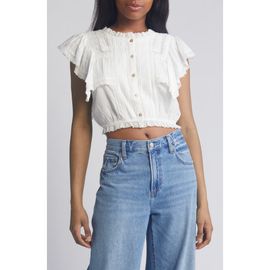 LoveShackFancy LoveShackFancy Nora Lace Ruffle Crop Top
