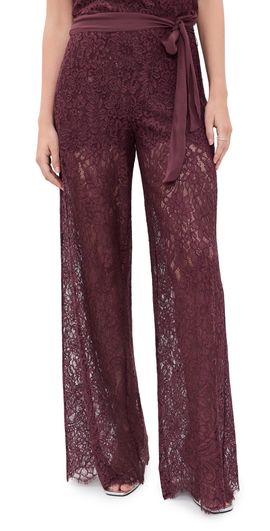 LoveShackFancy LoveShackFancy Riana Lace Pants Faded Merlot