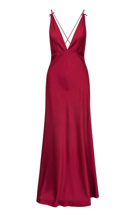 LoveShackFancy LoveShackFancy Sabrelle Charmeuse Maxi Slip onDress