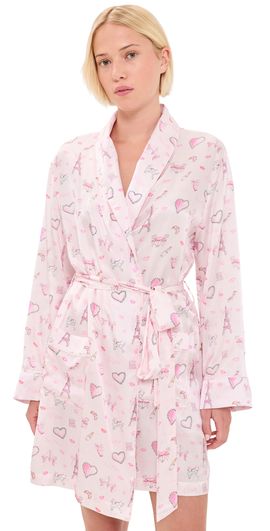 LoveShackFancy LoveShackFancy Silk Robe Forever Pink