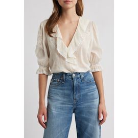 LoveShackFancy LoveShackFancy Sinora Lace & Ruffle Top