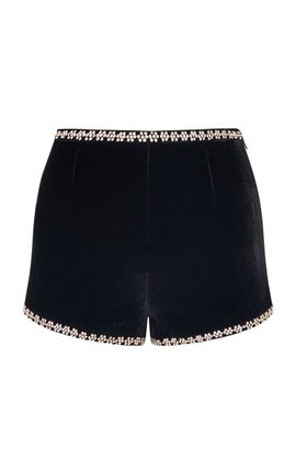 LoveShackFancy LoveShackFancy Sivelle Crystal Velvet Shorts