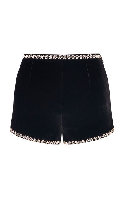 LoveShackFancy LoveShackFancy Sivelle Crystal Velvet Shorts