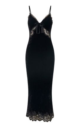 LoveShackFancy LoveShackFancy Solania Crushed Velvet Maxi Dress
