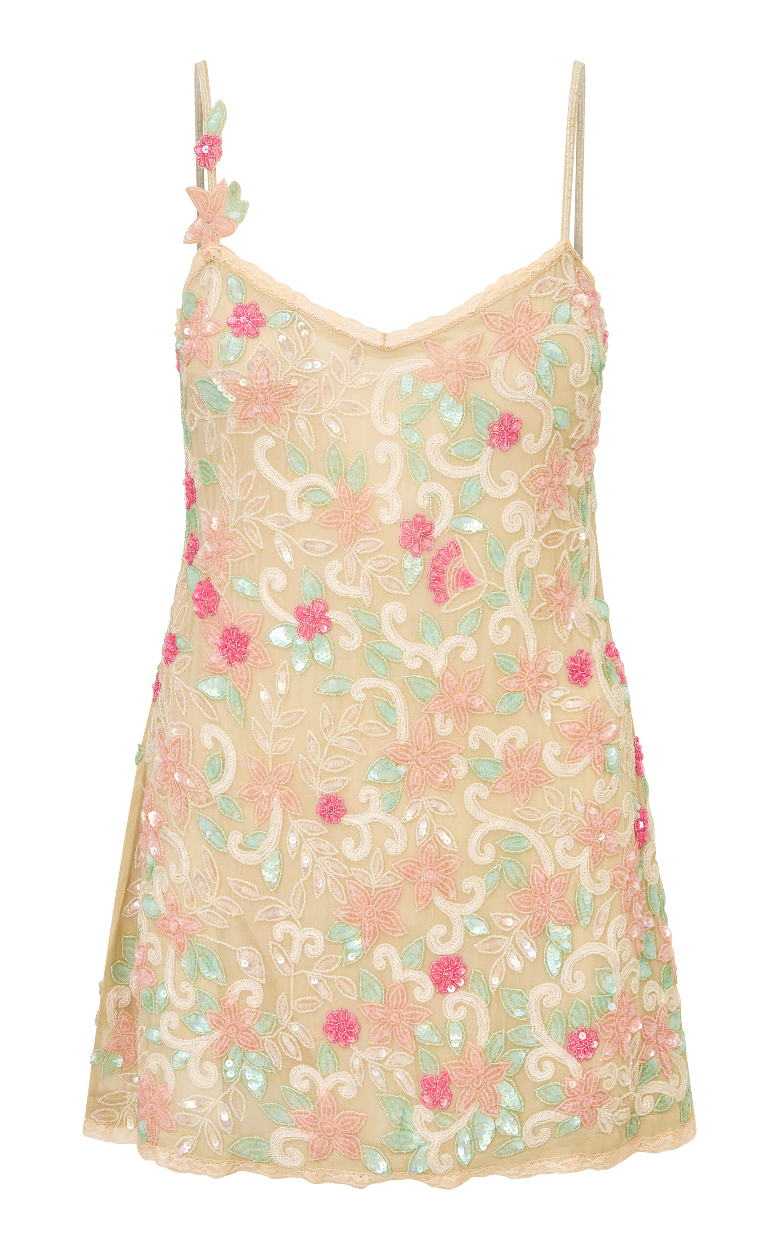 LoveShackFancy LoveShackFancy Suella Chiffon Embellished Mini Dress