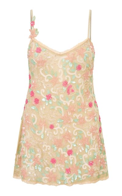 LoveShackFancy LoveShackFancy Suella Chiffon Embellished Mini Dress