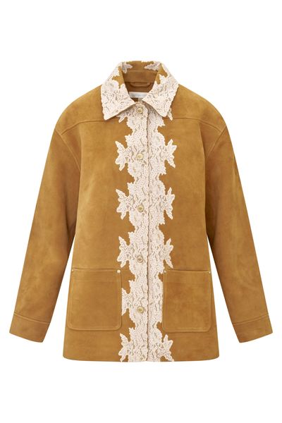 LoveShackFancy LoveShackFancy Valin Lacey Suede Jacket