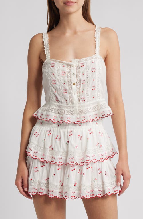 LoveShackFancy LoveShackFancy Vietta Cherry Embroidered Lace Cotton Crop Tank