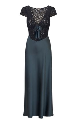 LoveShackFancy LoveShackFancy Vitto Lace and Charmeuse Maxi Dress