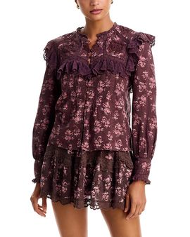 Loveshackfancy LoveShackFancy Zephyra Cotton Lace Trim Blouse
