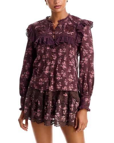 Loveshackfancy LoveShackFancy Zephyra Cotton Lace Trim Blouse