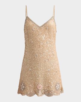 LoveShackFancy Lyrica Embellished A-Line Mini Dress