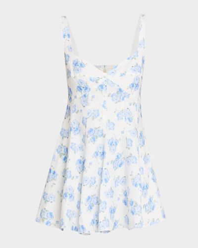 LoveShackFancy May Floral Linen Mini Dress