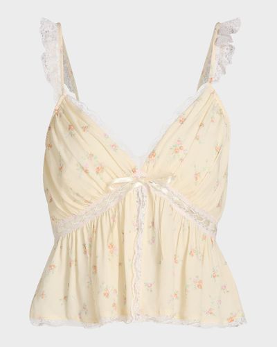 LoveShackFancy Nicoleta Floral Laced Top