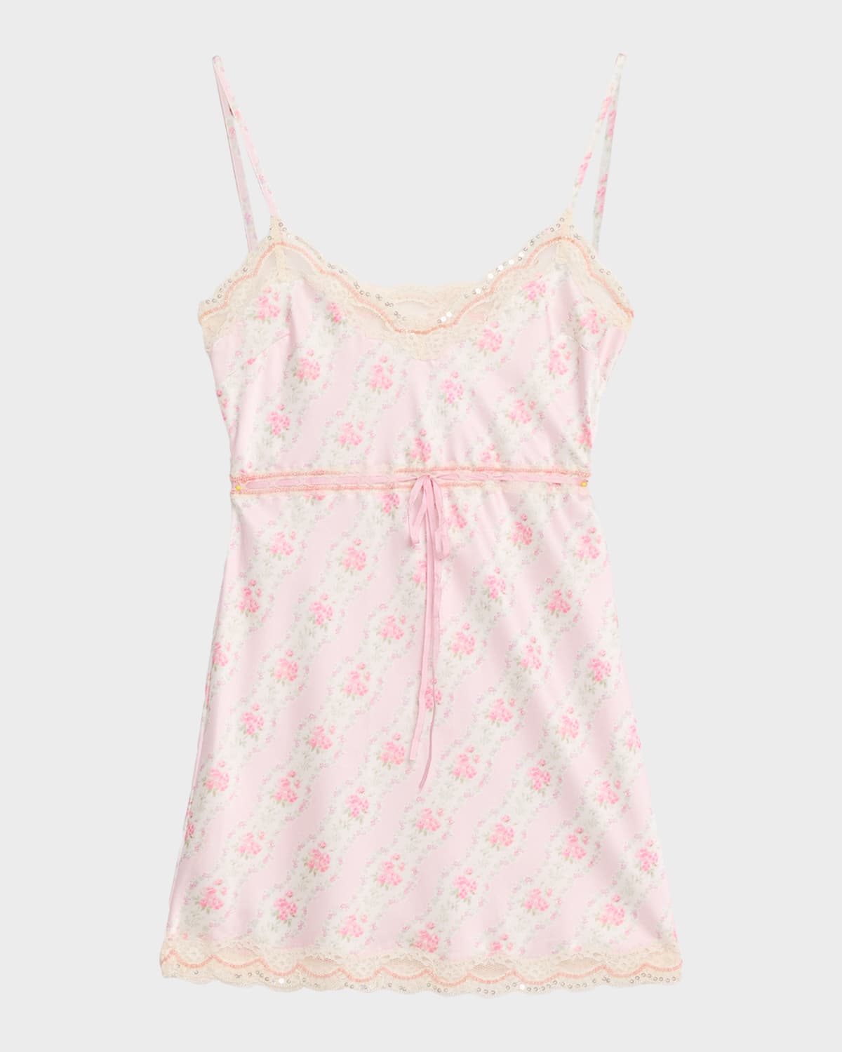 LoveShackFancy Nicoli Floral Satin Mini Dress