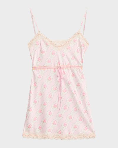 LoveShackFancy Nicoli Floral Satin Mini Dress