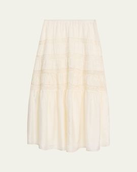 LoveShackFancy Nivine Silk Lace Maxi Skirt