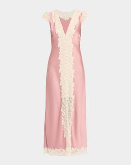 LoveShackFancy Para Laced Crepe Maxi Dress
