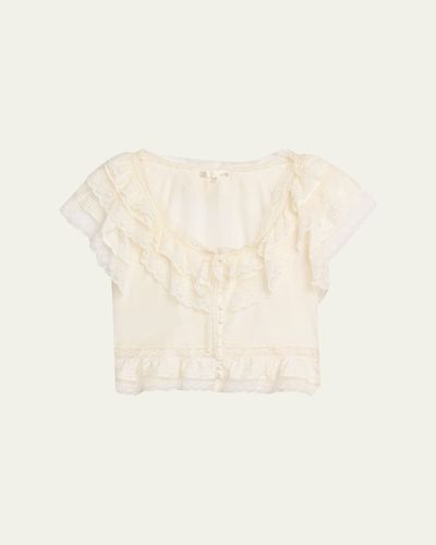 LoveShackFancy Persine Silk Ruffle Top