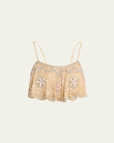 LoveShackFancy Sorwyn Embellished Crop Top
