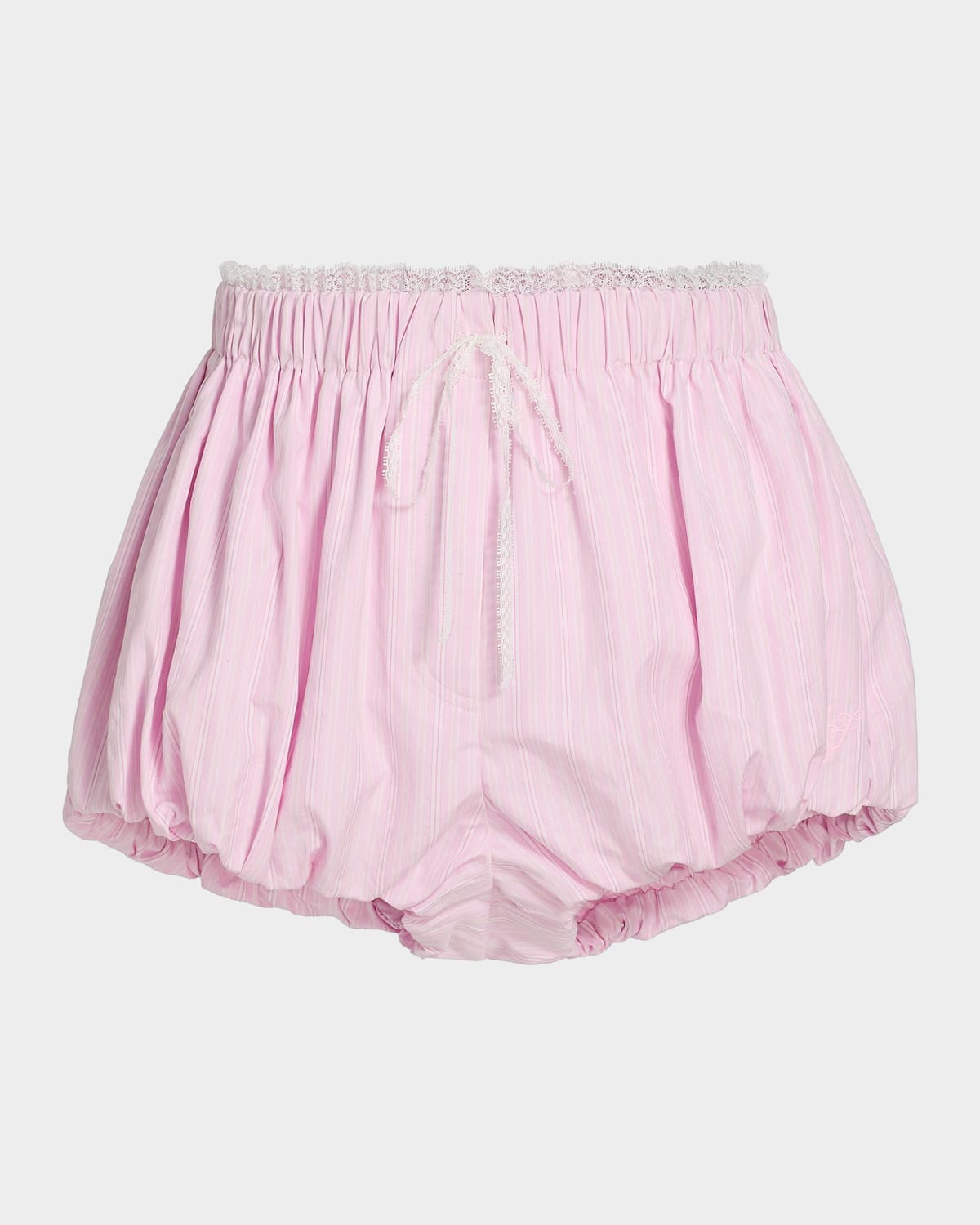 LoveShackFancy Sparrow Lace-Trimmed Striped Cotton Shorts