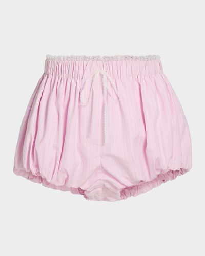 LoveShackFancy Sparrow Lace-Trimmed Striped Cotton Shorts